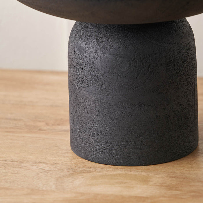 Vara Black Handcarved Mango Wood Bowl with Raised Base