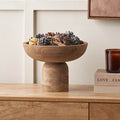 Vara Natural Handcarved Mango Wood Bowl with Raised Base