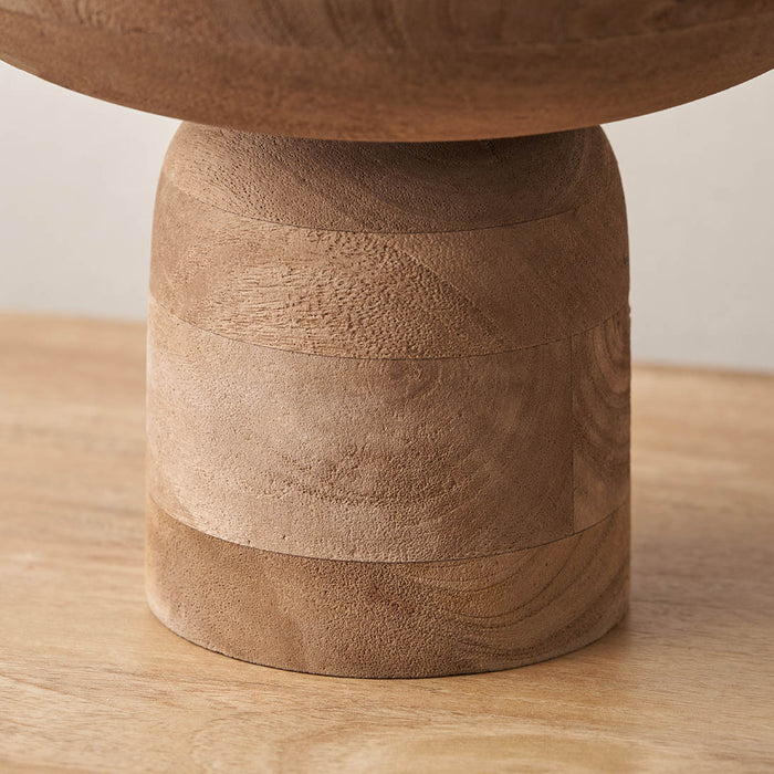 Vara Natural Handcarved Mango Wood Bowl with Raised Base