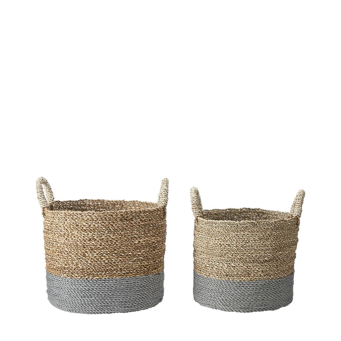 Ruma Banana Leaf Two Tone Set of  2 Natural and Grey Baskets | Home Accents | Rūma
