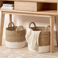 Wadi Banana Leaf Two Tone White Baskets S/2