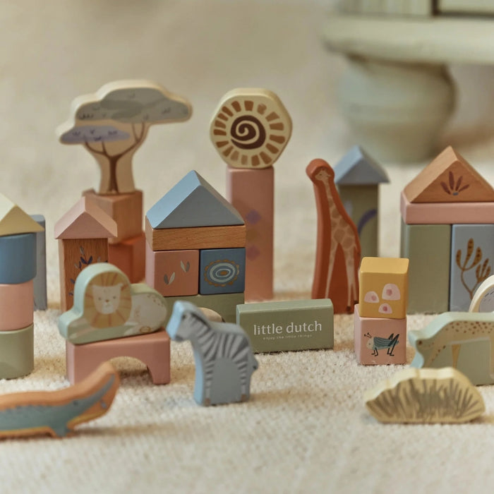 Wooden Building Blocks - Safari Friends