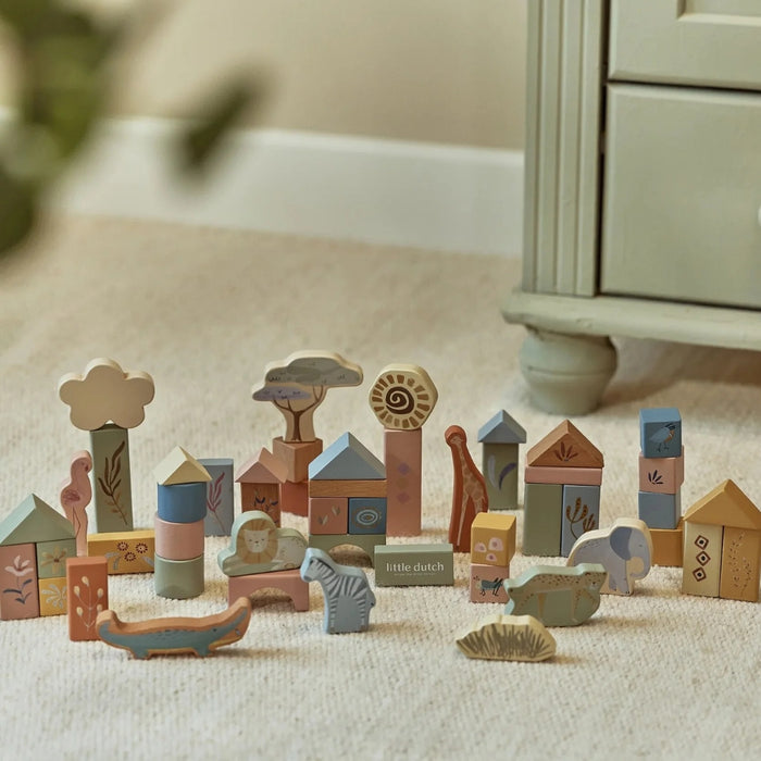 Wooden Building Blocks - Safari Friends