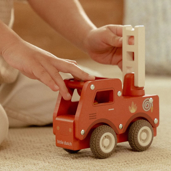 Wooden Fire Truck and Peg Doll