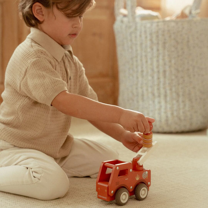 Wooden Fire Truck and Peg Doll