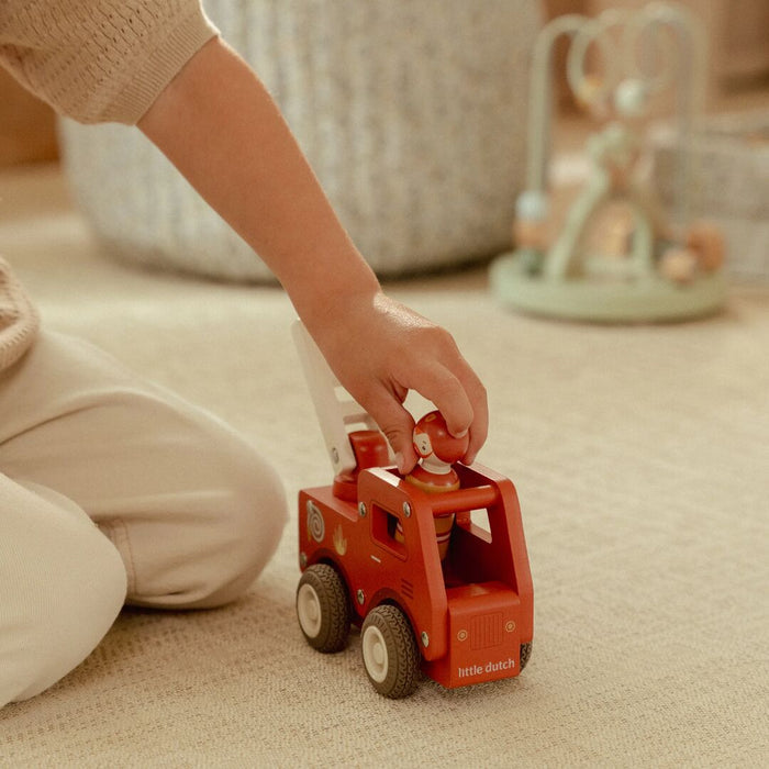 Wooden Fire Truck and Peg Doll