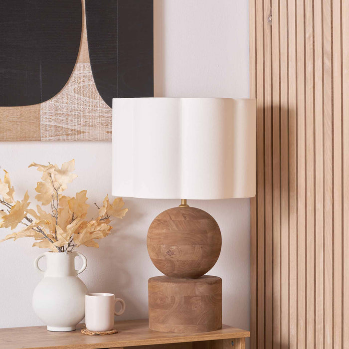 Zyana Antique Brown Round Wood Table Lamp Base