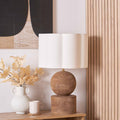 Zyana Antique Brown Round Wood Table Lamp Base