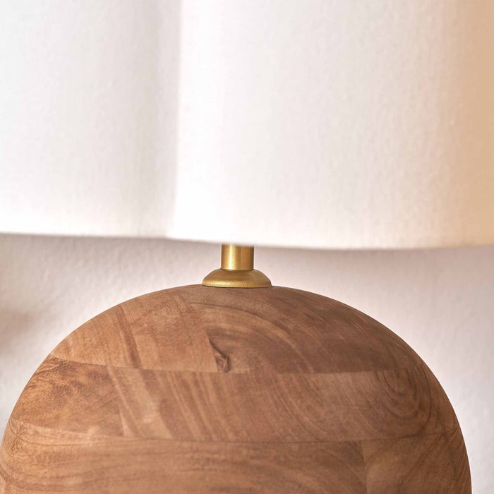 Zyana Antique Brown Round Wood Table Lamp Base
